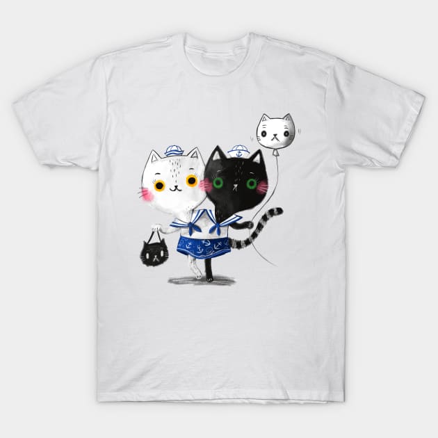 Double trouble spooky cat T-Shirt by monikasuska